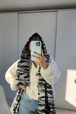 شال طوسی مشکی کشمیر